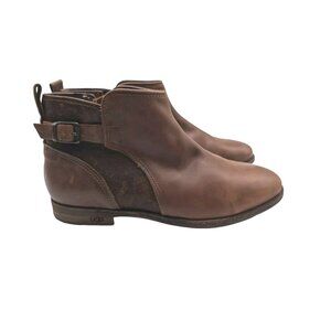 UGG Demi Ankle Boots Size 8 Chestnut Brown Leather Upper Sherpa Lined Shoes